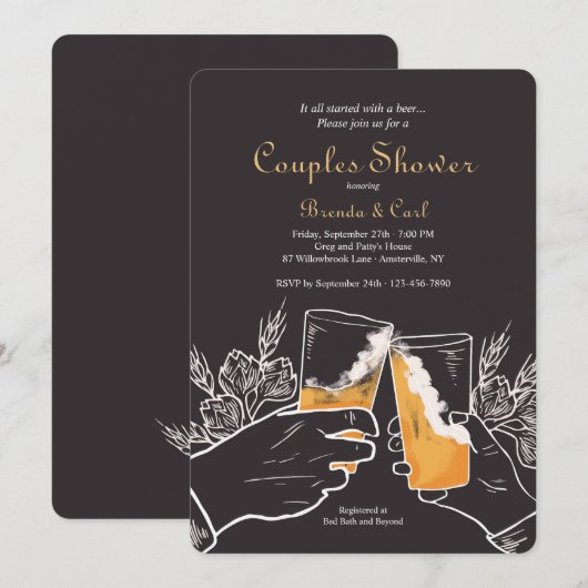 Faire-Part de Mariage avec Toast à la Bière pour l (Devant / Derrière)