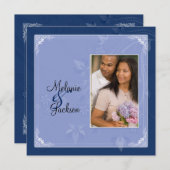 Faire-part de mariage avec tourbillons floraux ble (Devant / Derrière)