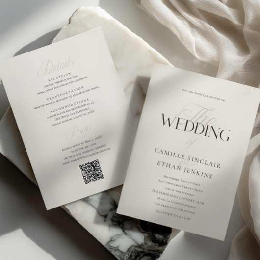 Faire-part de mariage avec typographie élégante et