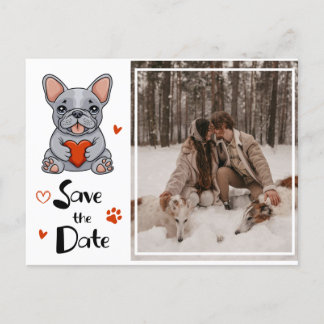 Faire-part de mariage avec un bouledogue français