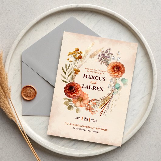 Faire-part de mariage avec une bordure de couronne