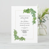 Faire-part de mariage avec une bordure de lierre e (Debout devant)