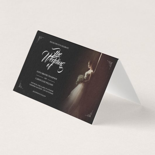 Faire-part de mariage avec une mariée debout - Cla (Front)