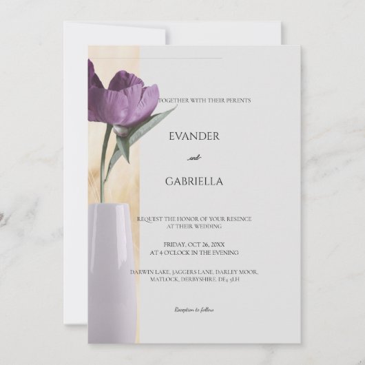 faire-part de mariage avec vase à fleurs (Devant)