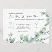 Faire-part de mariage avec verdure (Devant / Derrière)