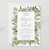 Faire-part de mariage avec verdure moderne Eucalyp (Devant)