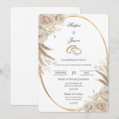Faire-part de mariage bague ovale Boho (Devant / Derrière)