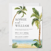 Faire-part de mariage balnéaire tropicale (Devant)