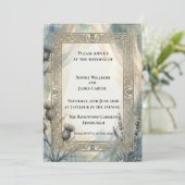 Faire-part de mariage baroque bleu argent (Debout devant)