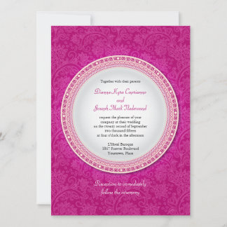 Faire-part de mariage baroque de la Plaque Fuchsia