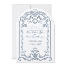 Faire-part de mariage baroque d'ornement bleu fran