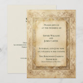 Faire-part de mariage baroque en or antique (Devant / Derrière)