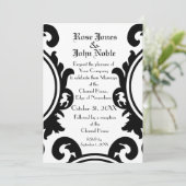 Faire-part de mariage baroque noir (blanc) (Debout devant)