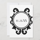 Faire-part de mariage baroque noir (blanc) (Dos)