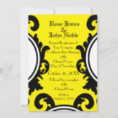 Faire-part de mariage baroque noir (jaune) (Devant)