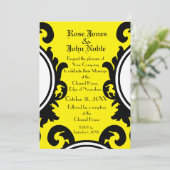 Faire-part de mariage baroque noir (jaune) (Debout devant)