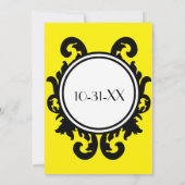 Faire-part de mariage baroque noir (jaune) (Dos)