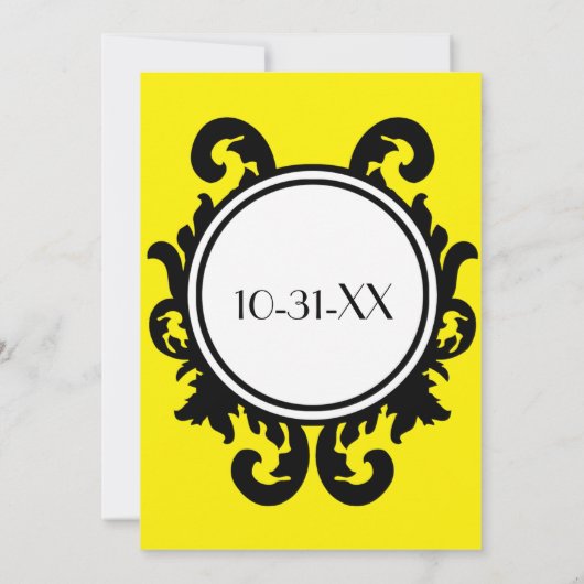 Faire-part de mariage baroque noir (jaune) (Dos)