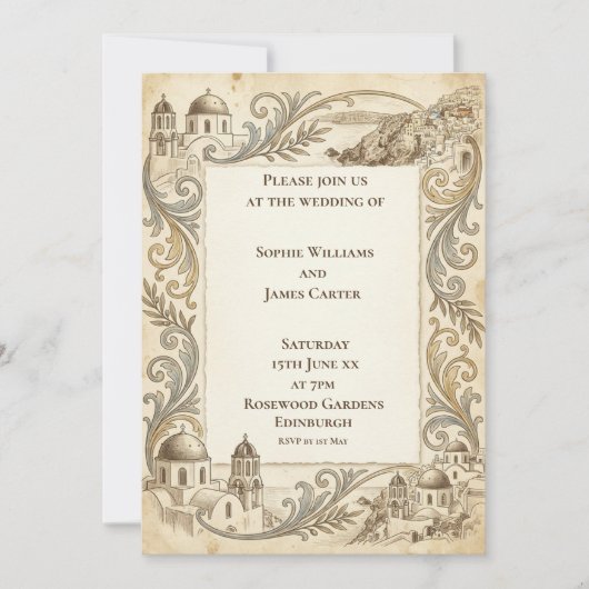 Faire-part de mariage baroque or (Devant)