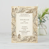 Faire-part de mariage baroque or (Debout devant)
