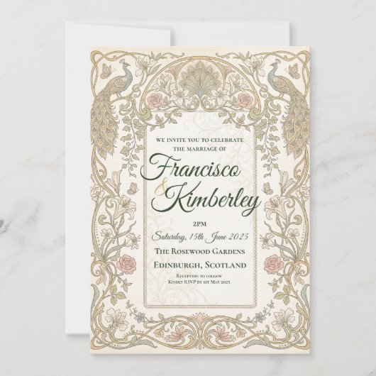 Faire-part de mariage baroque or (Devant)