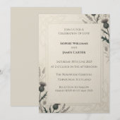 Faire-part de mariage baroque or et marine (Devant / Derrière)