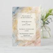 Faire-part de mariage baroque or pastel (Debout devant)