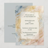 Faire-part de mariage baroque or pastel (Devant / Derrière)