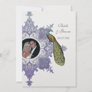 Faire-part de mariage baroque Peacock - Lavande