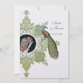Faire-part de mariage baroque Peacock - Olive Lime (Devant)