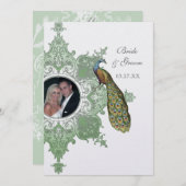 Faire-part de mariage baroque Peacock - Vert print (Devant / Derrière)