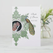 Faire-part de mariage baroque Peacock - Vert print (Debout devant)