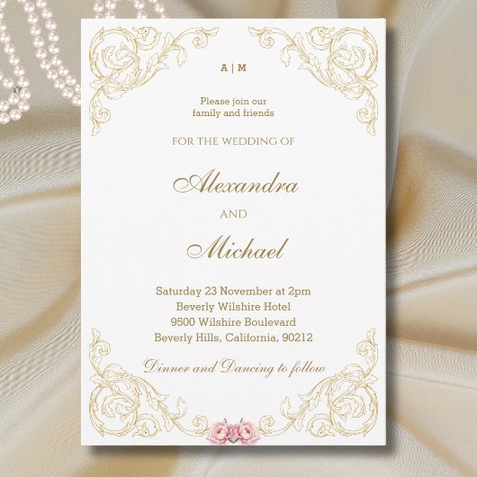 Faire-part de mariage baroque Vintage