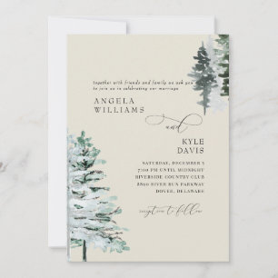 Faire-part de mariage beige Bois hivernal