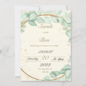 Faire-part de mariage beige et vert (Devant)