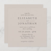 Faire-part de mariage beige minimaliste moderne (Devant / Derrière)