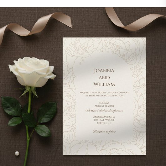 Faire-part de mariage beige moderne