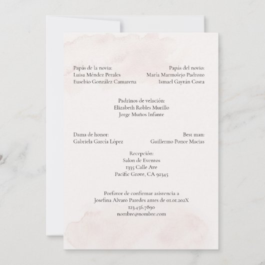 Faire-part de mariage beige noir et blanc (Dos)