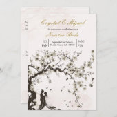 Faire-part de mariage beige noir et blanc (Devant / Derrière)