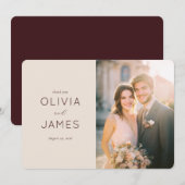 Faire-part de mariage beige romantique (Devant / Derrière)