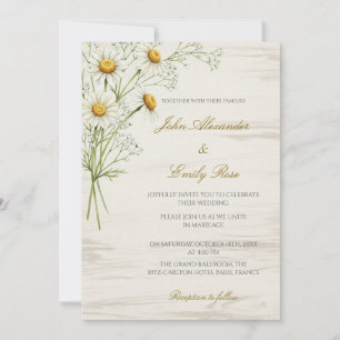 Faire-part de mariage beige rustique avec fleurs m