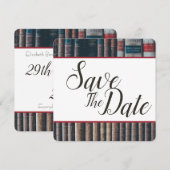 Faire-part de mariage bibliothèque vintage (Devant / Derrière)