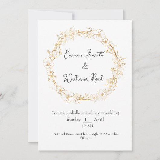 Faire-part de mariage Biege et carte blanche (Devant)