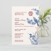Faire-part de mariage bilingue chinois Magpie tout (Debout devant)