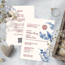 Faire-part de mariage bilingue chinois Magpie tout