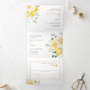 Faire-part de mariage bilingue - Citron tout en un
