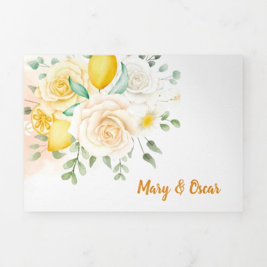 Faire-part de mariage bilingue - Citron tout en un (Page de couverture)
