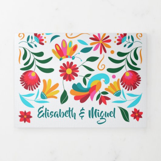 Faire-part de mariage bilingue - Flora All in One (Page de couverture)