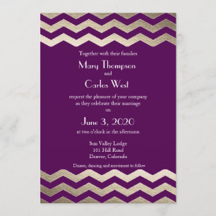 Faire-part de mariage Bilingue Gold Shimmer Chevro