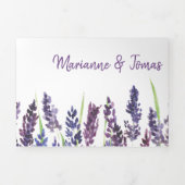 Faire-part de mariage bilingue - Lavande tout en u (Page de couverture)